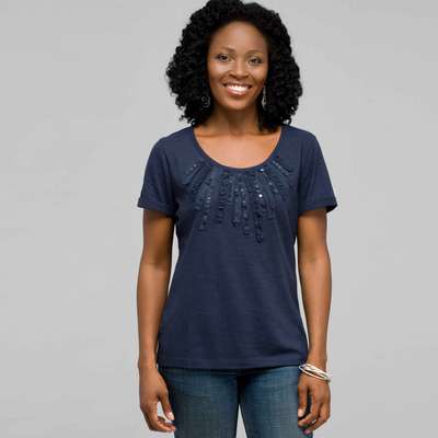 Scoop Neck Tee with Applique